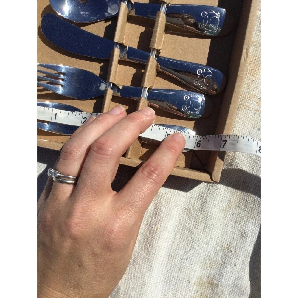 Kiddobloom kids silverware set of‎ 5 NEW fork spoon knife silver stainless steel